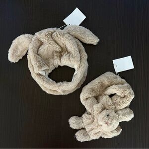 Zara Plush Bunny Hat and Scarf Set - Cream
